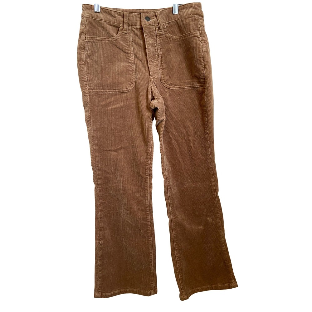 Quince Organic Stretch Corduroy Flare Pants Warm Brown High Rise Size 4 LB46654